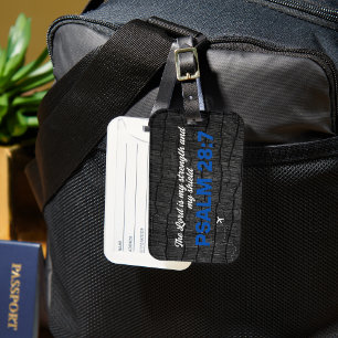 Étiquette À Bagage Verset de la Bible de Bois Brûlé Noir