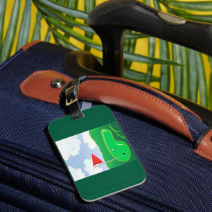 Étiquette À Bagage Vert de golf avec drapeau rouge et balle