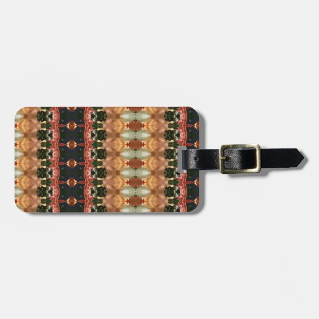 Étiquette À Bagage Vert et orange Ikat 4 (Devant horizontal)