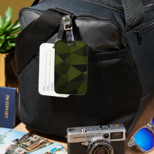Étiquette À Bagage Vert foncé de l'armée noir motif de maille géométr