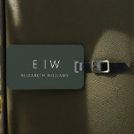 Étiquette À Bagage Vert foncé Élégant Moderne Minimaliste Monogramme<br><div class="desc">Améliorez votre expérience de voyage avec notre étiquette de bagages Monogramme minimaliste classique élégant et moderne. Cet accessoire méticuleusement conçu allie élégance intemporelle et minimalisme contemporain, assurant à vos bagages un caractère sophistiqué. Réalisée avec précision et attention au détail, cette étiquette à bagages est plus qu'un simple article pratique, c'est...</div>