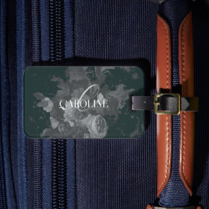 Étiquette À Bagage Vert profond Vintage Floral Encore Vie Stylé