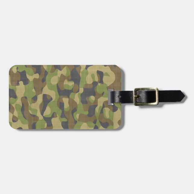 Étiquette À Bagage Verts et bruns de Camo (Devant horizontal)
