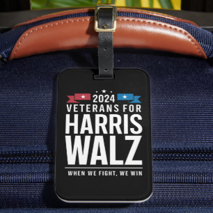 Étiquette À Bagage Vétérans pour Harris Walz 2024 Présidentielle 