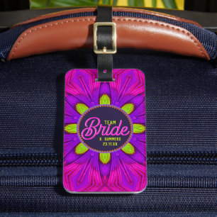 Étiquette À Bagage Vibe Rose Vibrant Bohème Style Équipe Mariée