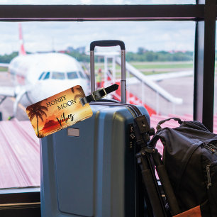 Étiquette À Bagage Vibes de lune de miel tropical coucher de soleil