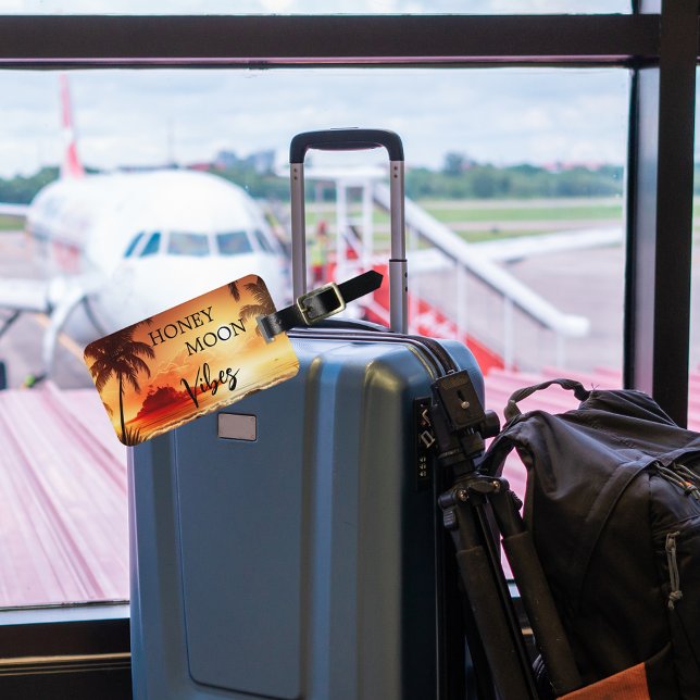 Étiquette À Bagage Vibes de lune de miel tropical coucher de soleil (Créateur téléchargé)