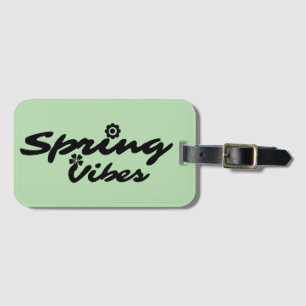 ÉTIQUETTE À BAGAGE VIBRATIONS DE PRINTEMPS TYPOGRAPHIE NOIRE