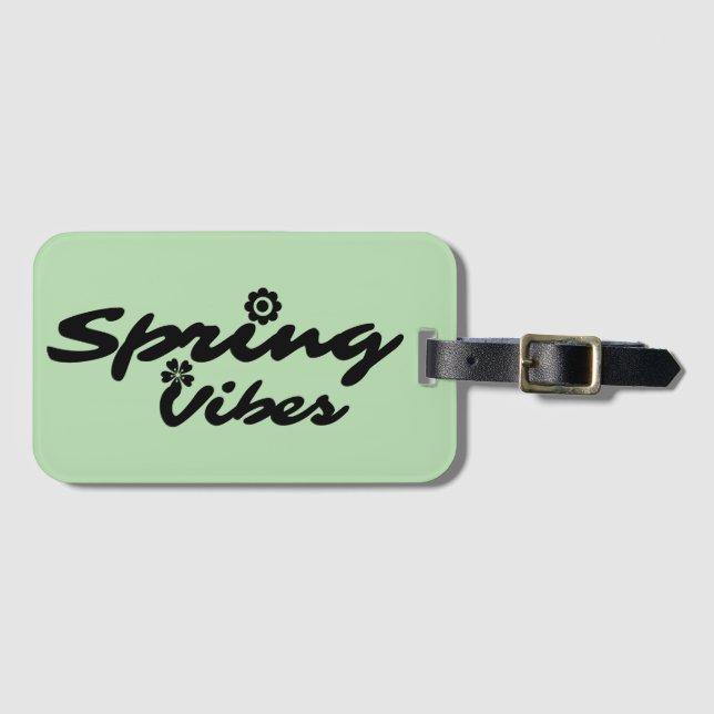 ÉTIQUETTE À BAGAGE VIBRATIONS DE PRINTEMPS TYPOGRAPHIE NOIRE (Devant Horizontal)