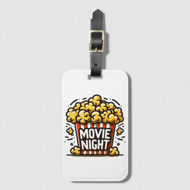Étiquette À Bagage Vidéo Night Delight Jouer Popcorn (Devant Vertical)