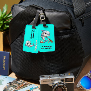 Étiquette À Bagage Vie marine pour enfants Turquoise clair