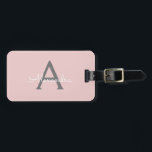 Étiquette À Bagage Vierge rose Gris Gris Gris Fille Script Nom Modern<br><div class="desc">Monogramme rose et gris Ajouter votre propre nom Script Bagage Bag Le tag sac fait le cadeau parfait pour 16 ans,  mariage,  douche nuptiale,  baby shower ou bachelorette cadeau pour quelqu'un décorant sa chambre dans le style.</div>