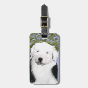 Étiquette À Bagage Vieux anglais Sheepdog Puppy Peinture - Chien Art