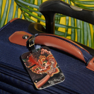 Étiquette À Bagage Vieux bois japonais Oni Roi Shutendoji