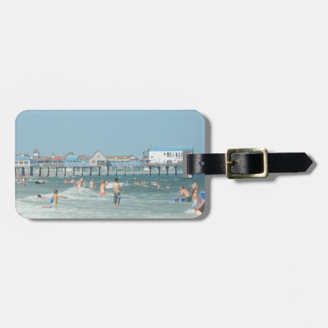 Étiquette À Bagage Vieux pilier de plage de verger (Devant horizontal)