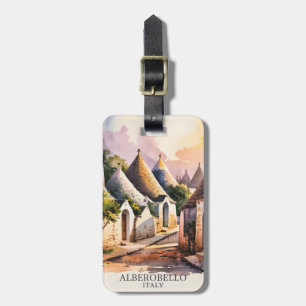 Étiquette À Bagage Village Italien Trulli Vintage Alberobello Pouille