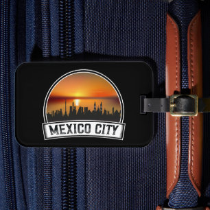 Étiquette À Bagage Ville de Mexico Vintage Sunset