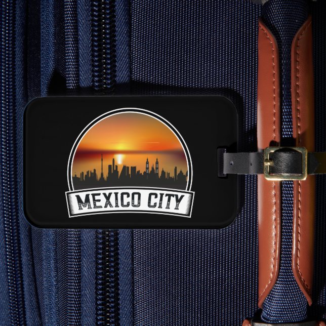 Étiquette À Bagage Ville de Mexico Vintage Sunset (Insitu Rectoal 4)