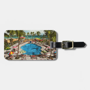 Étiquette À Bagage Ville - Miami FL - Assis au bord de la piscine 194