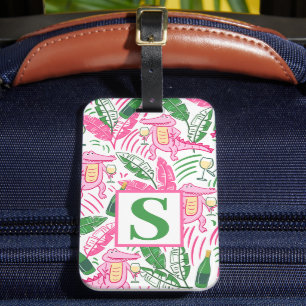Étiquette À Bagage Vin Alligator Pink vert Monogramme