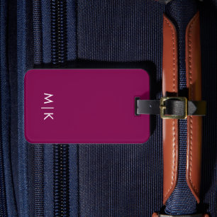 Étiquette À Bagage Vin et Blanc Monogramme Moderne 