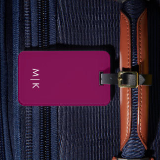 Étiquette À Bagage Vin et Blanc Monogramme Moderne