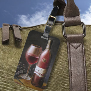 Étiquette À Bagage Vin Rouge