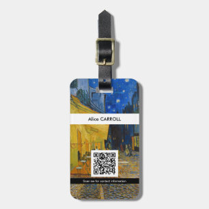 Étiquette À Bagage Vincent van Gogh - Café Terrasse à la nuit - QR Co