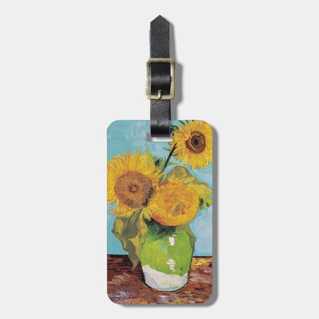 Étiquette À Bagage Vincent Van Gogh - Trois tournesols dans un vase (Devant Vertical)
