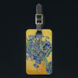 Étiquette À Bagage Vincent van Gogh - Vase avec Irises<br><div class="desc">Vase avec Irises,  Arrière - plan jaune - Vincent van Gogh,  Huile sur toile,  1890,  Saint-Rémy</div>