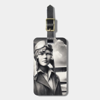 Étiquette À Bagage Vintage Amelia Earhart Female Aviator Adventurer