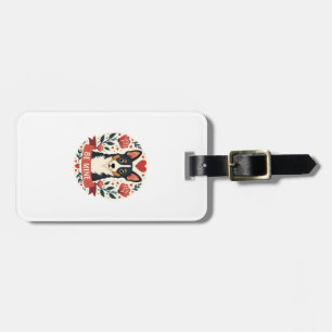 Étiquette À Bagage Vintage Be Mine Corgi Saint-Valentin Floral Art Po