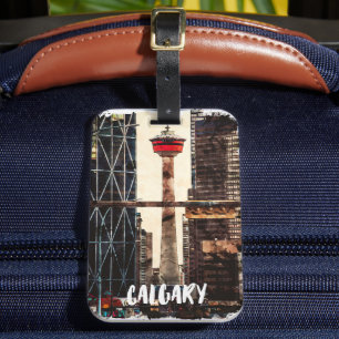 Étiquette À Bagage Vintage Calgary Alberta Canada Watercolor Travel
