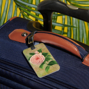 Étiquette À Bagage Vintage Camellia Botanique Français Personnalisé