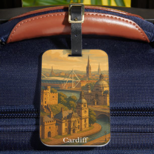 Étiquette À Bagage Vintage Cardiff Wales UK Retro Art