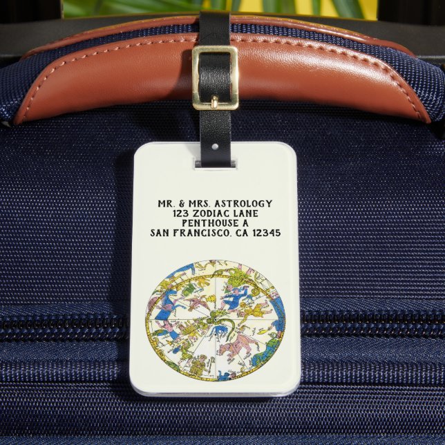 Étiquette À Bagage Vintage céleste, sphère arabe, constellations (Insitu Rectoal 2)