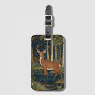 Étiquette À Bagage Vintage cerf boho forêt boisée verdure