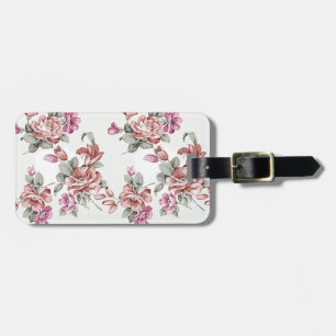 Étiquette À Bagage Vintage Chic  Fleurs Féminines Érodées