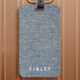 Étiquette À Bagage Vintage Denim Blue Jeans Look