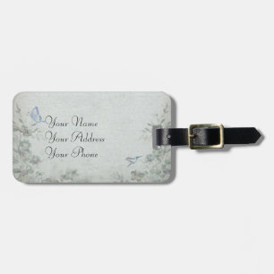 Étiquette À Bagage Vintage Floral Blue Mariage