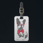 Étiquette À Bagage Vintage Funny French Bulldog<br><div class="desc">Un animal vintage, mignon, drôle et branché Illustration de bulldog en français portant un arc et des lunettes de pois rouge. Ce design charmant et fantaisiste saisit l'essence des caractéristiques uniques du bulldog français, rehaussé d'un arc à pois rouge vif, et de lunettes rouges ajoutant une pop de couleur et...</div>
