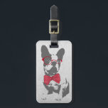 Étiquette À Bagage Vintage Funny French Bulldog<br><div class="desc">Un animal vintage, mignon, drôle et branché Illustration de bulldog en français portant un arc et des lunettes de pois rouge. Ce design charmant et fantaisiste saisit l'essence des caractéristiques uniques du bulldog français, rehaussé d'un arc à pois rouge vif, et de lunettes rouges ajoutant une pop de couleur et...</div>