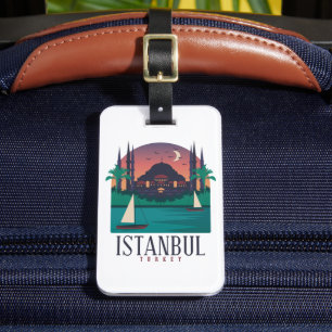 Étiquette À Bagage Vintage Istanbul Turquie Skyline