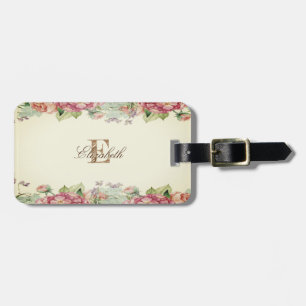 Étiquette À Bagage Vintage  Joli Monogramme Personnalisé