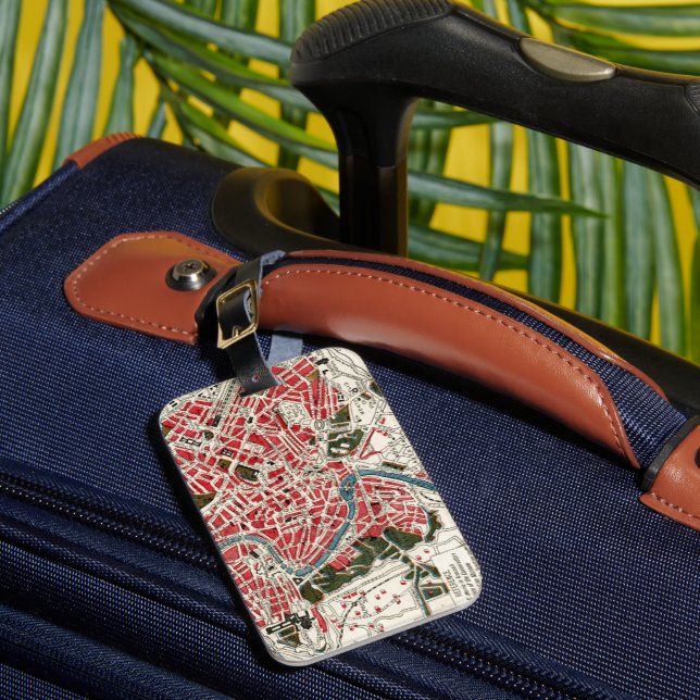 Étiquette À Bagage Vintage Map de Rome, Italy. (Insitu Rectoal 1)