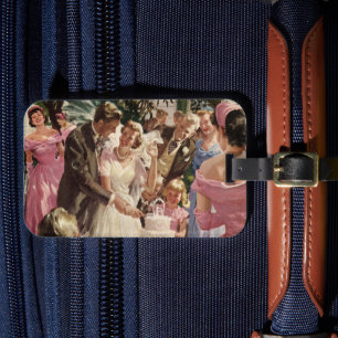 Étiquette À Bagage Vintage Mariage Mariée Groom Les jeunes mariés cou