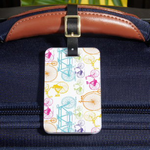 Étiquette À Bagage Vintage moderne Vélo couleur brillante Motif néon
