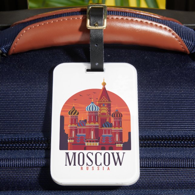 Étiquette À Bagage Vintage Moscou Russie Kremlin Skyline (Insitu Rectoal 2)