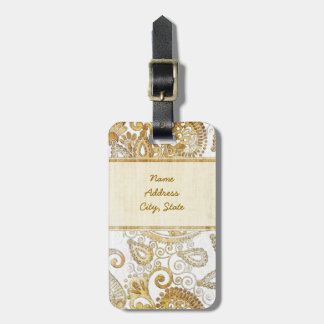 Étiquette À Bagage Vintage motif floral ornemental 2