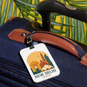 Étiquette À Bagage Vintage New Delhi Inde Voyage – Rétro